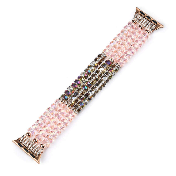 For Apple Watch 5 & 4 40mm / 3 & 2 & 1 38mm Pearl Crystal Watch Band(Crystal Pink)
