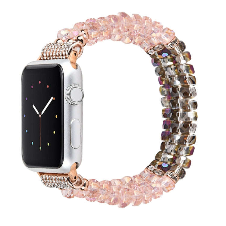 For Apple Watch 5 & 4 40mm / 3 & 2 & 1 38mm Pearl Crystal Watch Band(Crystal Pink)