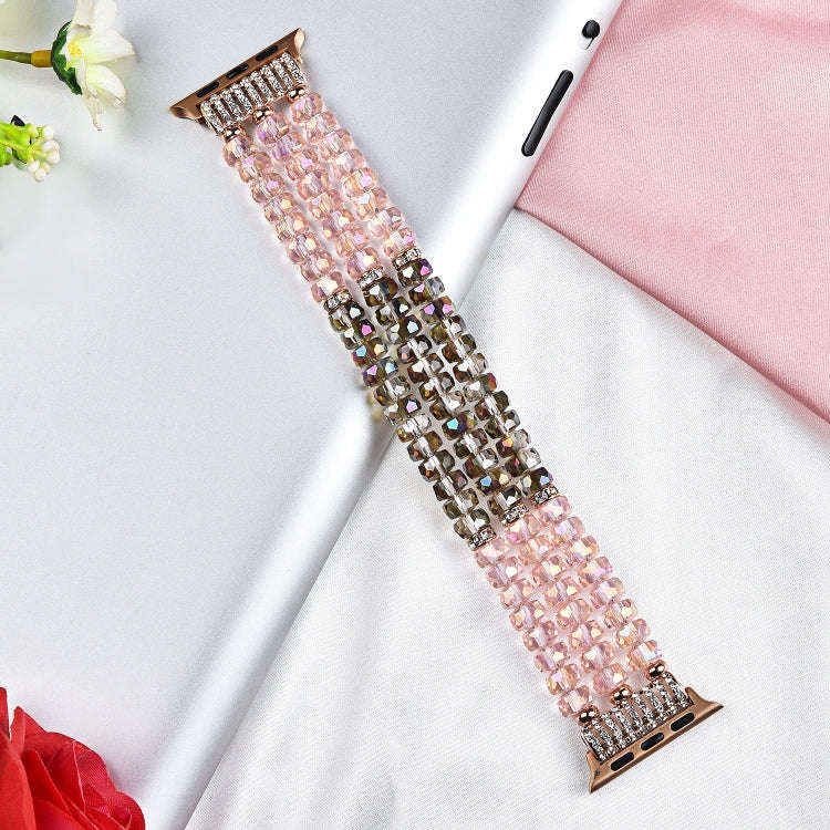 For Apple Watch 5 & 4 40mm / 3 & 2 & 1 38mm Pearl Crystal Watch Band(Crystal Pink)
