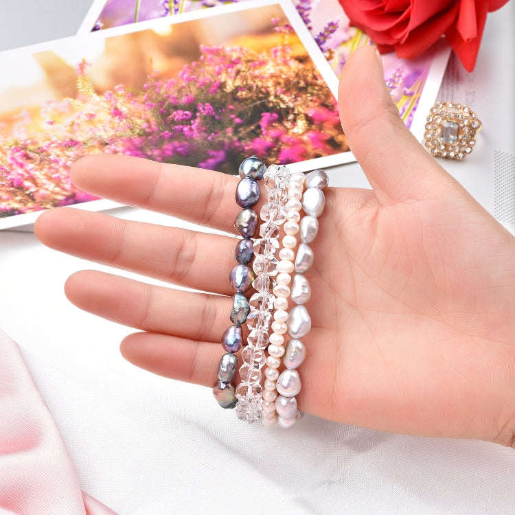 For Apple Watch 5 & 4 40mm / 3 & 2 & 1 38mm Pearl Crystal Watch Band(Pearl + White Crystal)