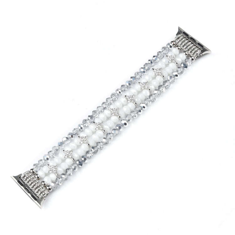 For Apple Watch 5 & 4 40mm / 3 & 2 & 1 38mm Pearl Crystal Watch Band(Crystal Porcelain White)