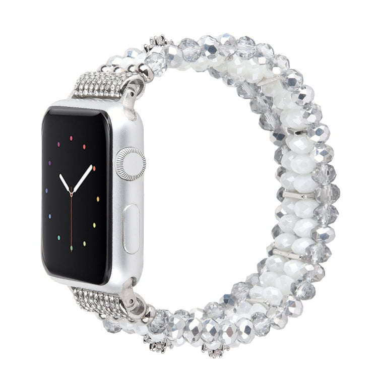 For Apple Watch 5 & 4 40mm / 3 & 2 & 1 38mm Pearl Crystal Watch Band(Crystal Porcelain White)
