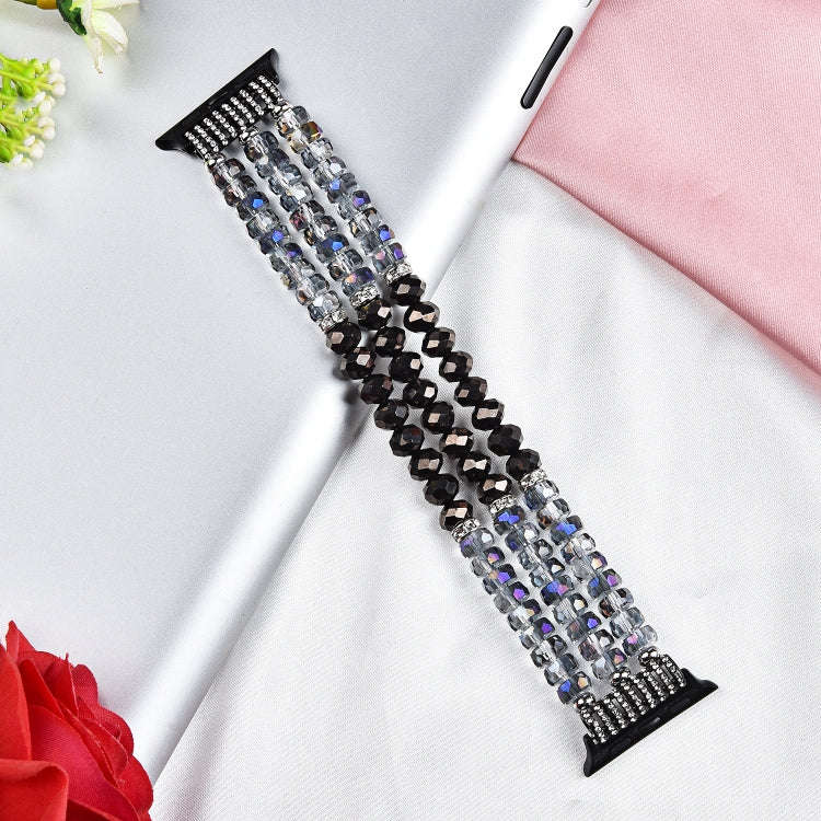For Apple Watch 5 & 4 40mm / 3 & 2 & 1 38mm Pearl Crystal Watch Band(Crystal Grey)