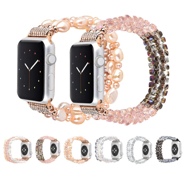 For Apple Watch 5 & 4 40mm / 3 & 2 & 1 38mm Pearl Crystal Watch Band(Crystal Porcelain White)