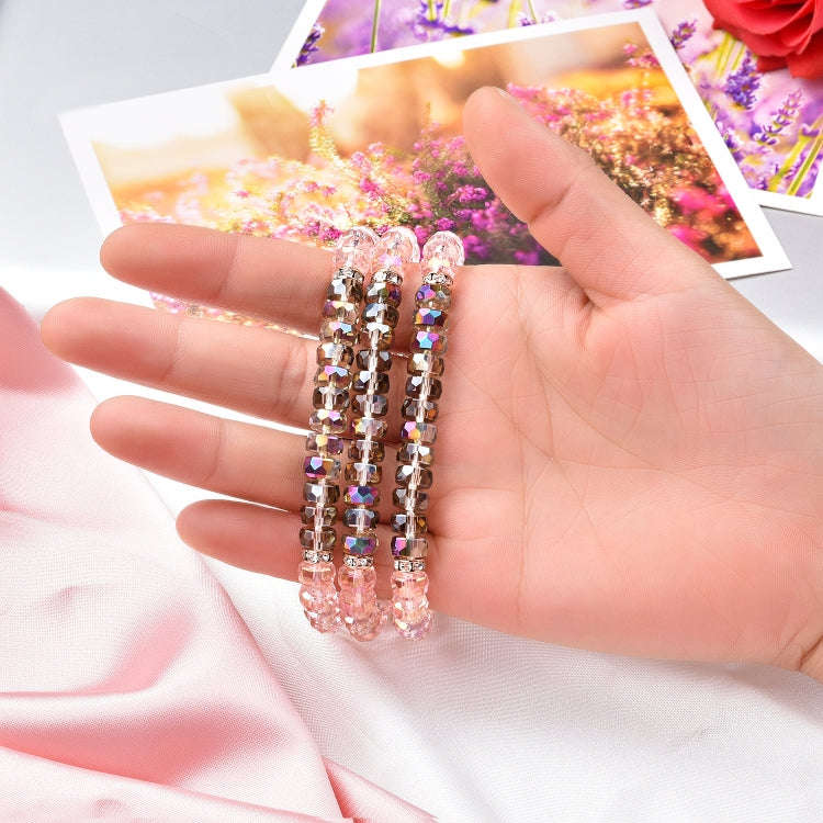 For Apple Watch 5 & 4 44mm / 3 & 2 & 1 42mm Pearl Crystal Watch Band(Crystal Pink)