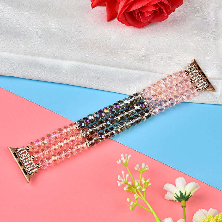 For Apple Watch 5 & 4 44mm / 3 & 2 & 1 42mm Pearl Crystal Watch Band(Crystal Pink)