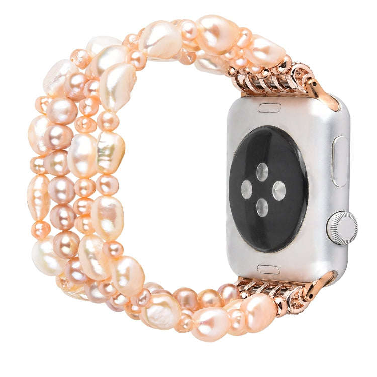 For Apple Watch 5 & 4 44mm / 3 & 2 & 1 42mm Pearl Crystal Watch Band(Natural Pearl)