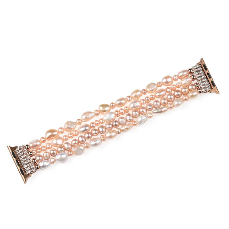 For Apple Watch 5 & 4 44mm / 3 & 2 & 1 42mm Pearl Crystal Watch Band(Natural Pearl)