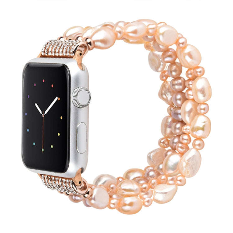 For Apple Watch 5 & 4 44mm / 3 & 2 & 1 42mm Pearl Crystal Watch Band(Natural Pearl)