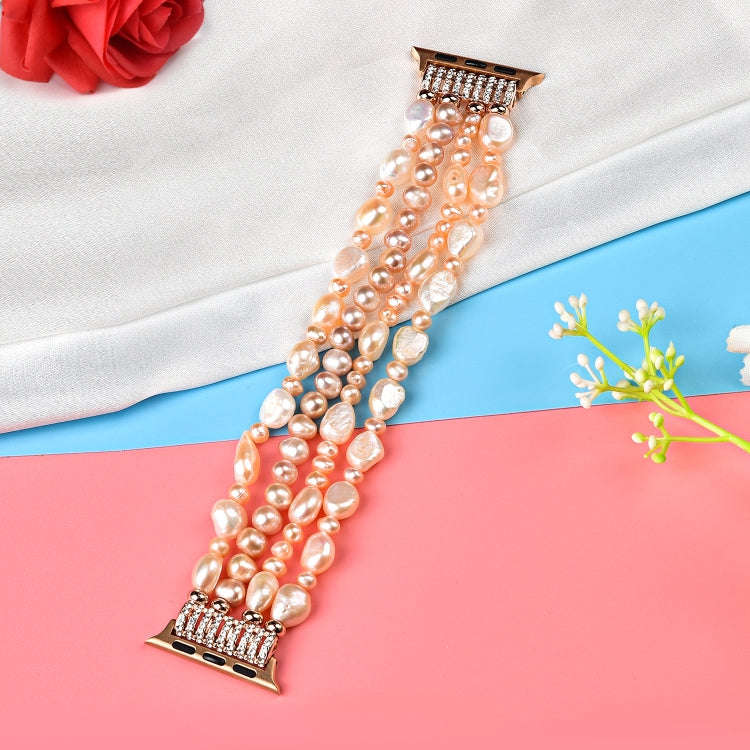 For Apple Watch 5 & 4 44mm / 3 & 2 & 1 42mm Pearl Crystal Watch Band(Natural Pearl)
