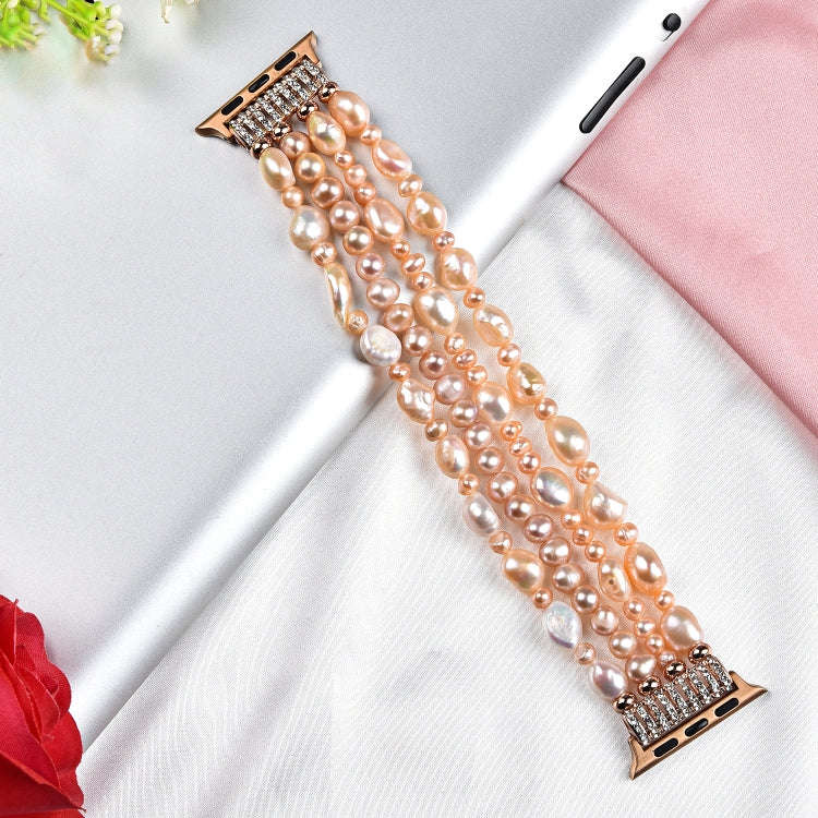 For Apple Watch 5 & 4 44mm / 3 & 2 & 1 42mm Pearl Crystal Watch Band(Natural Pearl)