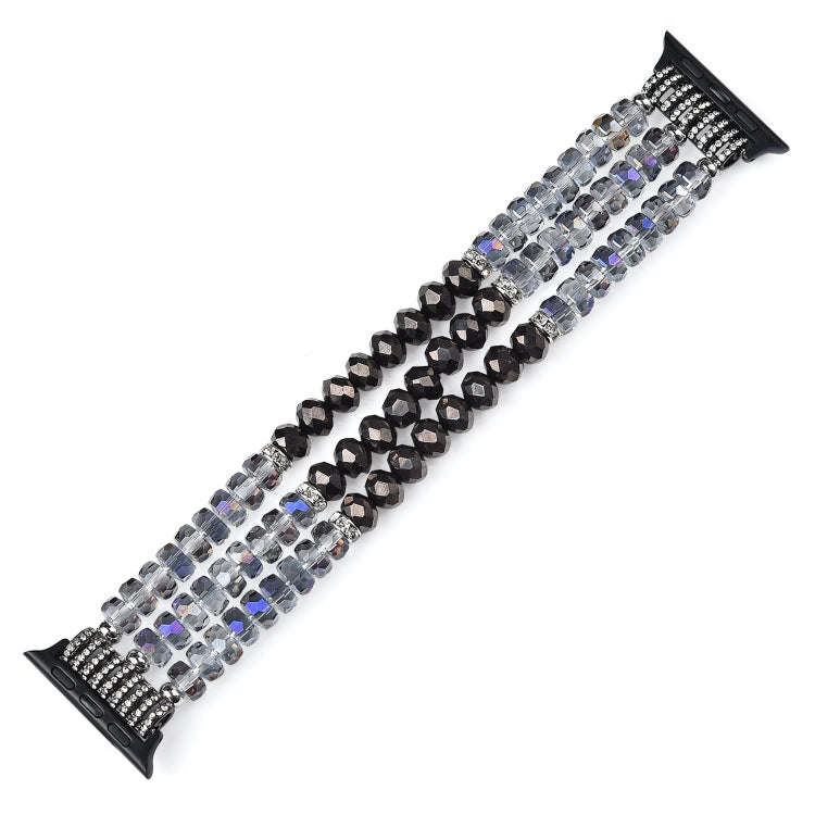 For Apple Watch 5 & 4 44mm / 3 & 2 & 1 42mm Pearl Crystal Watch Band(Crystal Grey)