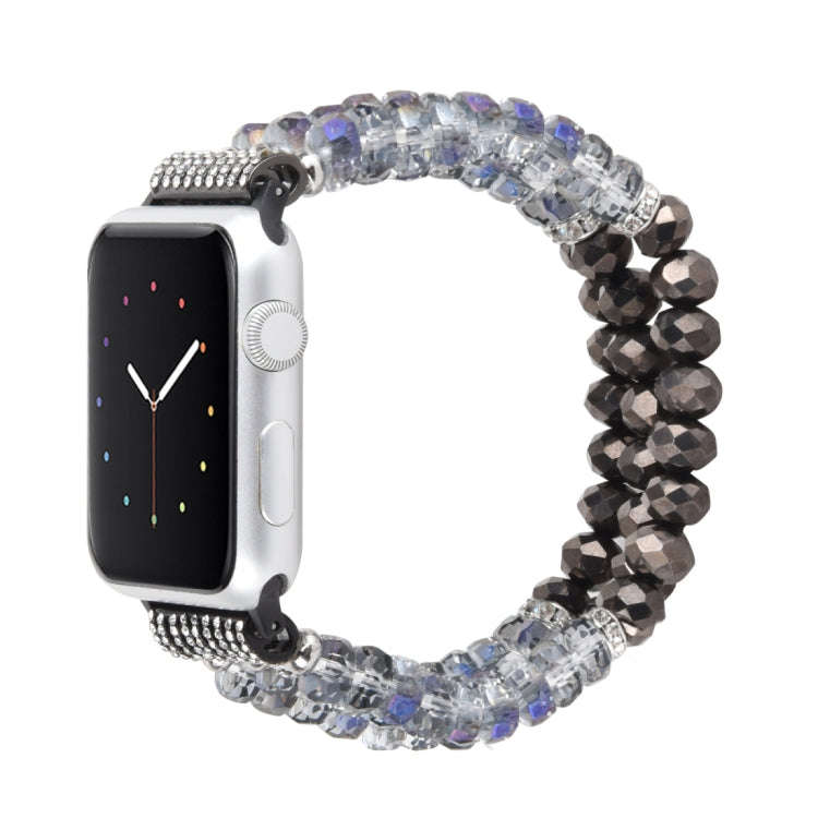 For Apple Watch 5 & 4 44mm / 3 & 2 & 1 42mm Pearl Crystal Watch Band(Crystal Grey)