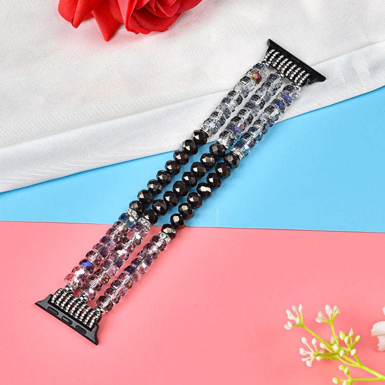 For Apple Watch 5 & 4 44mm / 3 & 2 & 1 42mm Pearl Crystal Watch Band(Crystal Grey)