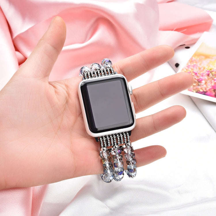 For Apple Watch 5 & 4 44mm / 3 & 2 & 1 42mm Pearl Crystal Watch Band(Crystal Grey)