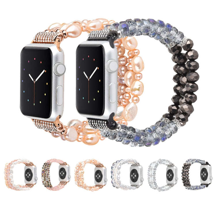 For Apple Watch 5 & 4 44mm / 3 & 2 & 1 42mm Pearl Crystal Watch Band(Crystal Porcelain White)