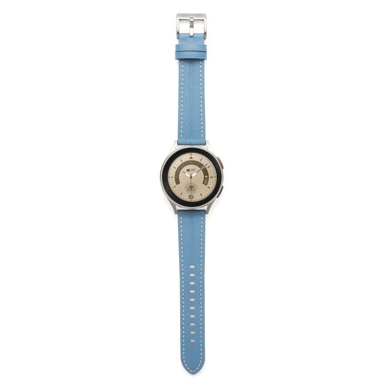 For Coros Pace 2/Coros Apex 42mm Universal Grooved Genuine Leather Watch Band(Blue)