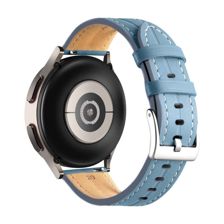For Coros Pace 2/Coros Apex 42mm Universal Grooved Genuine Leather Watch Band(Blue)