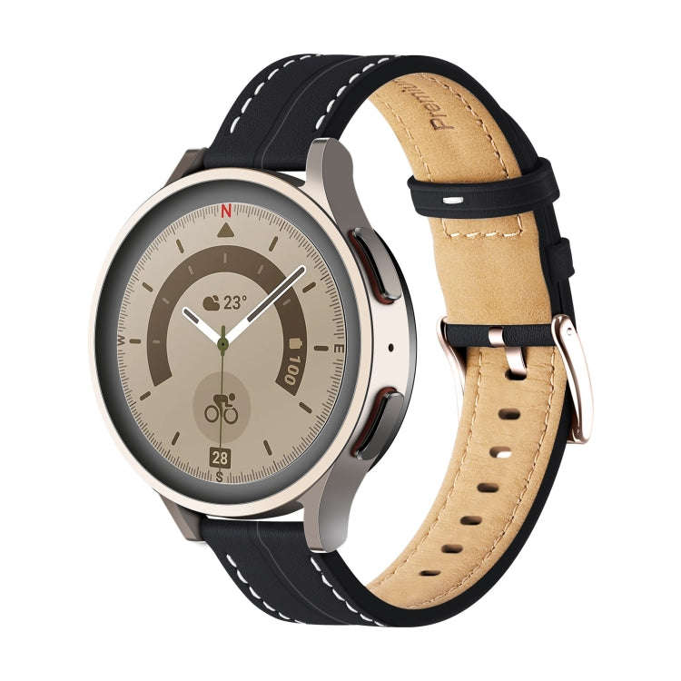 For Coros Pace 2/Coros Apex 42mm Universal Grooved Genuine Leather Watch Band(Black)