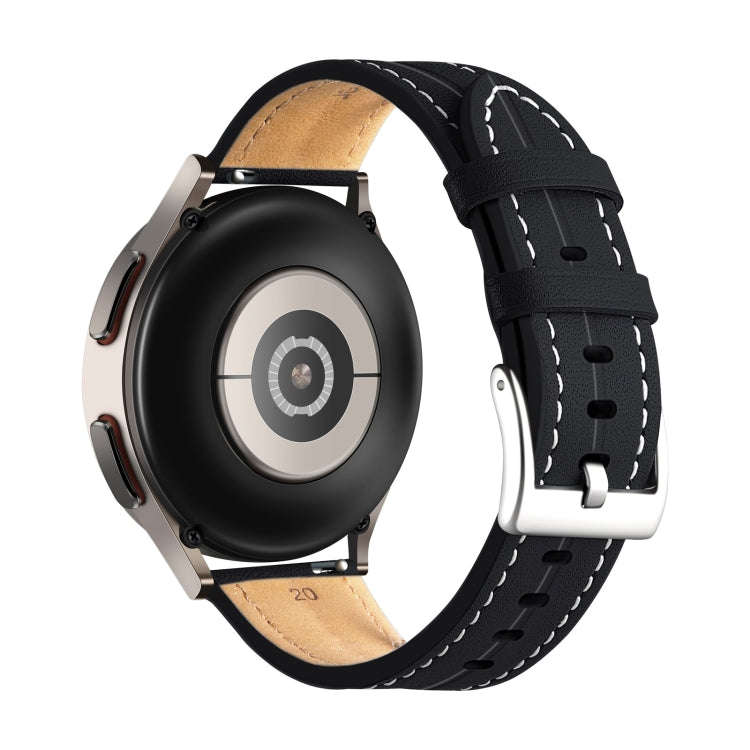 For Coros Pace 2/Coros Apex 42mm Universal Grooved Genuine Leather Watch Band(Black)