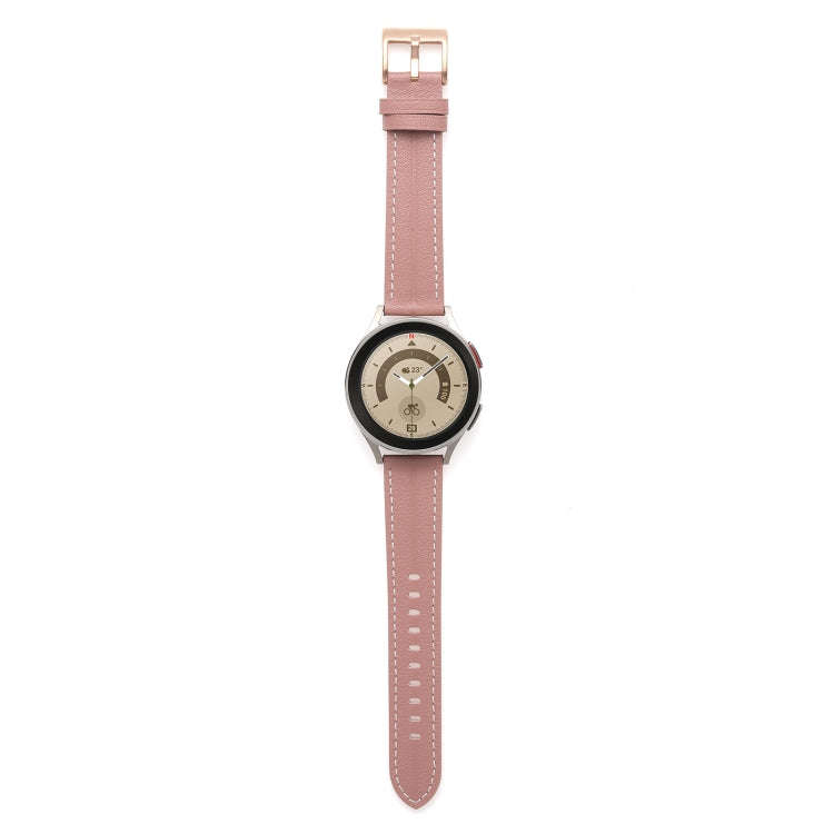 For Coros Pace 2/Coros Apex 42mm Universal Grooved Genuine Leather Watch Band(Dark Pink)