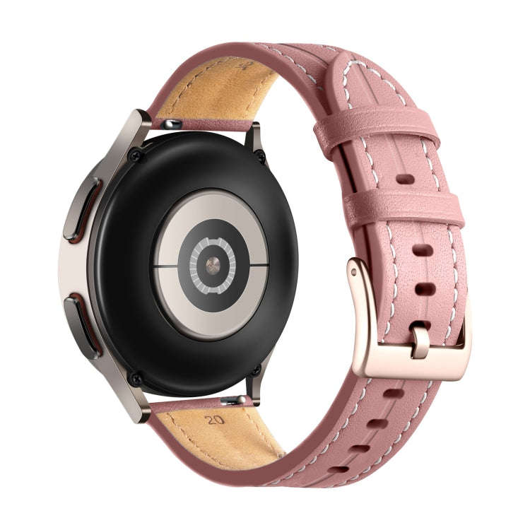 For Coros Pace 2/Coros Apex 42mm Universal Grooved Genuine Leather Watch Band(Dark Pink)