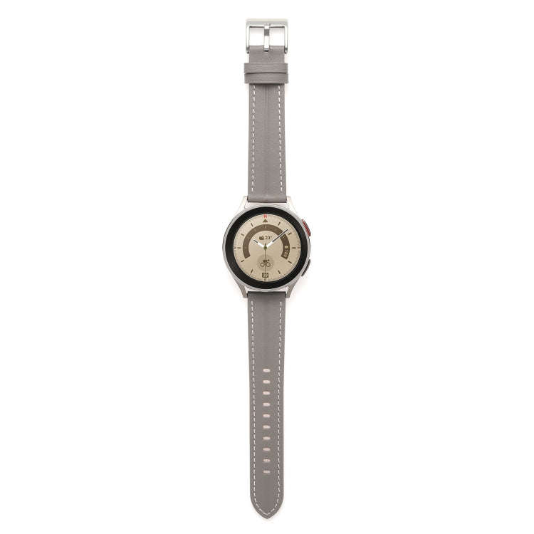 For Coros Pace 2/Coros Apex 42mm Universal Grooved Genuine Leather Watch Band(Grey)