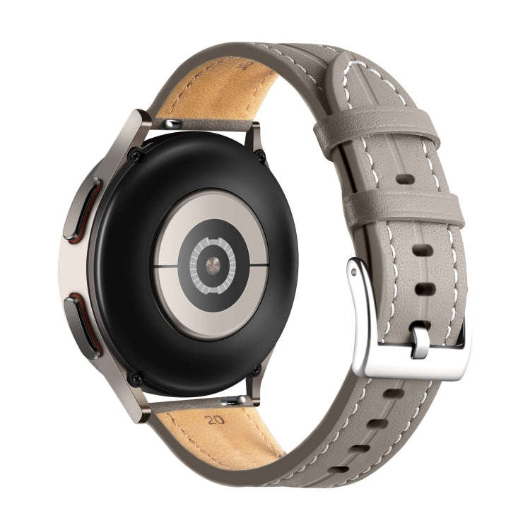 For Coros Pace 2/Coros Apex 42mm Universal Grooved Genuine Leather Watch Band(Grey)