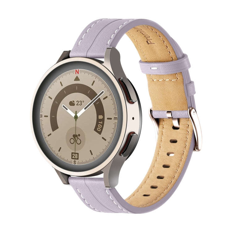 For Coros Pace 2/Coros Apex 42mm Universal Grooved Genuine Leather Watch Band(Purple)