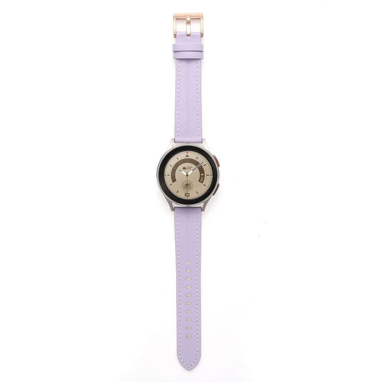 For Coros Pace 2/Coros Apex 42mm Universal Grooved Genuine Leather Watch Band(Purple)