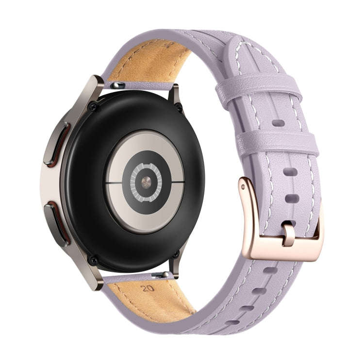 For Coros Pace 2/Coros Apex 42mm Universal Grooved Genuine Leather Watch Band(Purple)