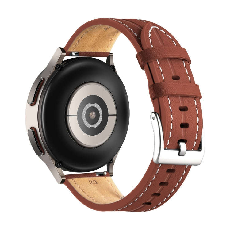 For Coros Pace 2/Coros Apex 42mm Universal Grooved Genuine Leather Watch Band(Brown)