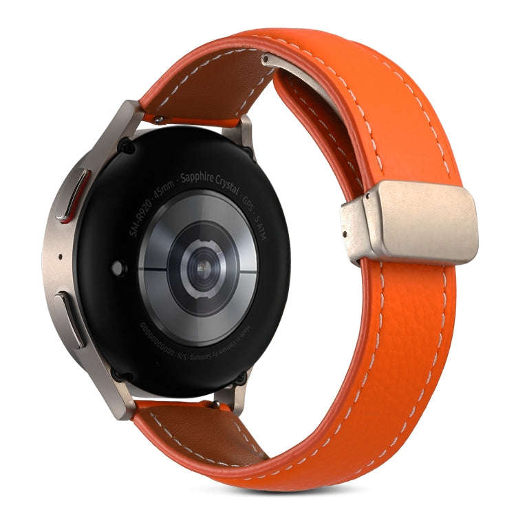 For Coros Pace 2/Coros Apex 42mm Universal Folding Buckle Genuine Leather Watch Band(Orange)