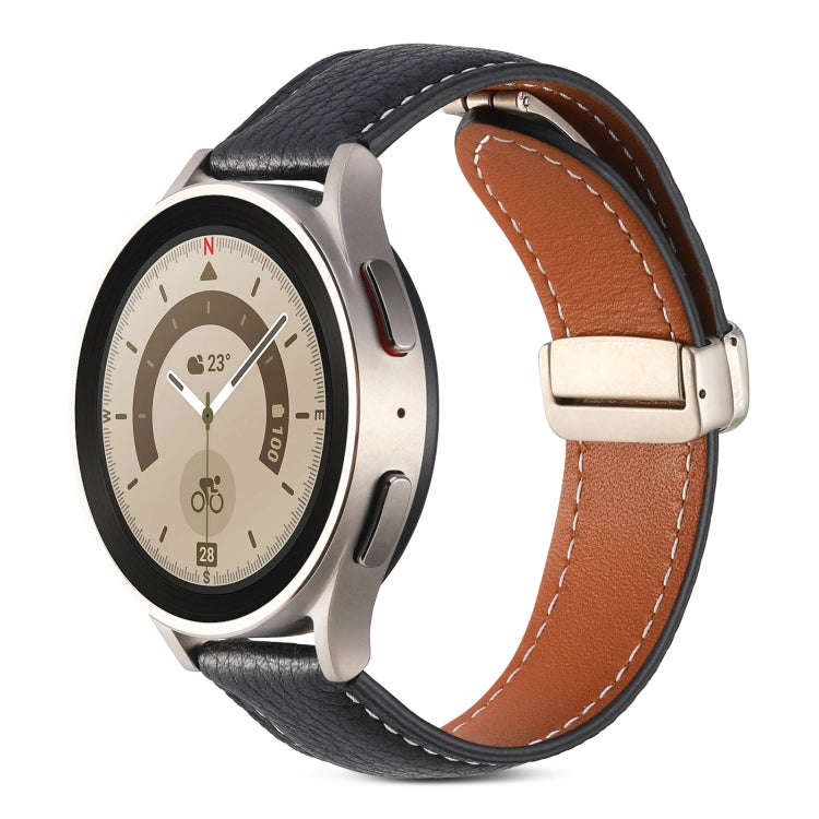 For Coros Pace 2/Coros Apex 42mm Universal Folding Buckle Genuine Leather Watch Band(Black)