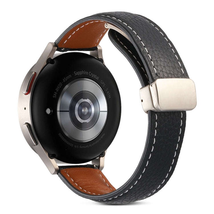 For Coros Pace 2/Coros Apex 42mm Universal Folding Buckle Genuine Leather Watch Band(Black)