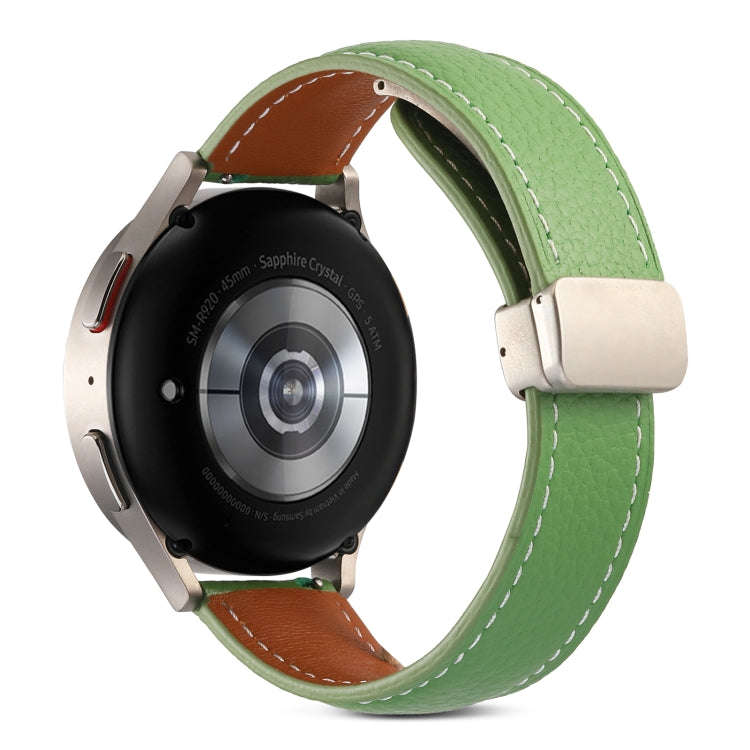 For Coros Pace 2/Coros Apex 42mm Universal Folding Buckle Genuine Leather Watch Band(Green)