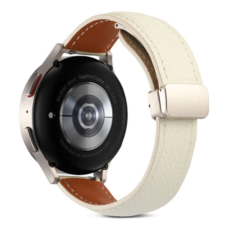 For Coros Pace 2/Coros Apex 42mm Universal Folding Buckle Genuine Leather Watch Band(Beige White)