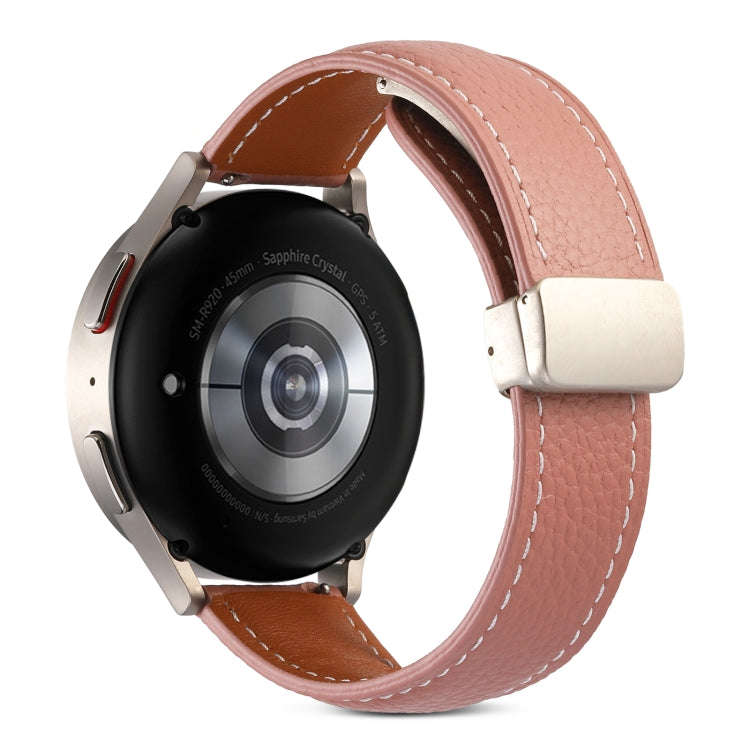 For Coros Pace 2/Coros Apex 42mm Universal Folding Buckle Genuine Leather Watch Band(Dark Pink)