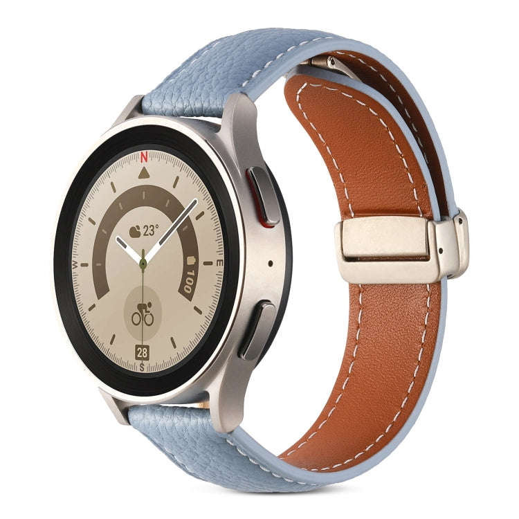 For Coros Pace 2/Coros Apex 42mm Universal Folding Buckle Genuine Leather Watch Band(Sky Blue)