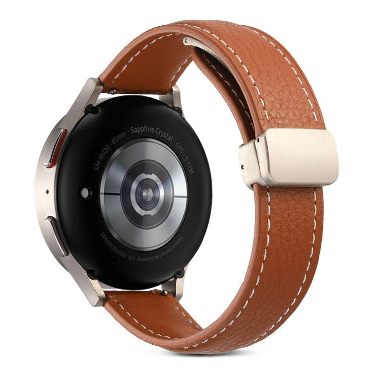 For Coros Pace 2/Coros Apex 42mm Universal Folding Buckle Genuine Leather Watch Band(Brown)
