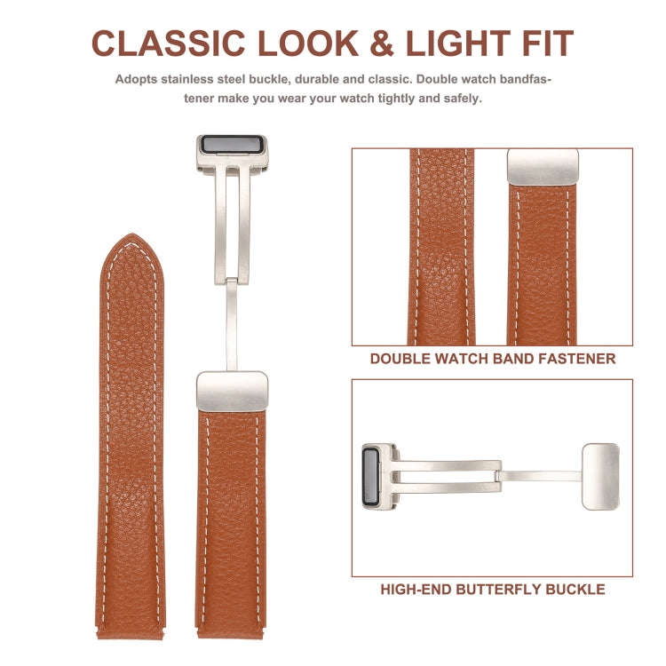 For Coros Pace 2/Coros Apex 42mm Universal Folding Buckle Genuine Leather Watch Band(Orange)