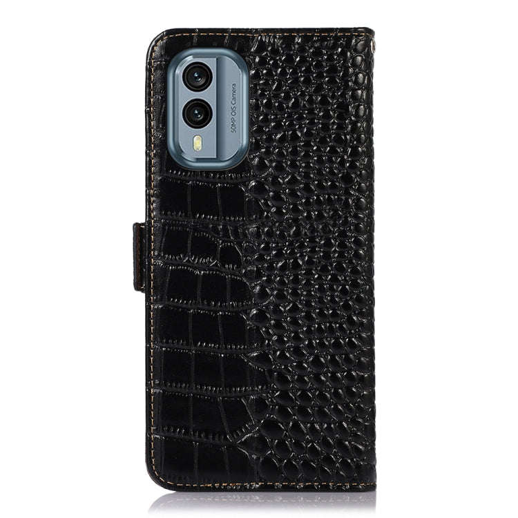 For Nokia X30 5G Crocodile Top Layer Cowhide Leather Phone Case(Black)