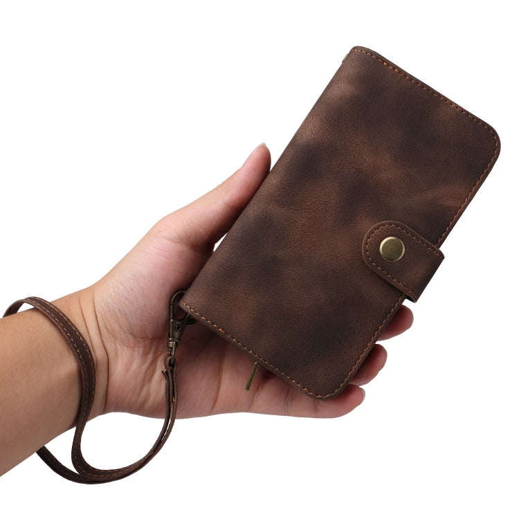 For Huawei P40 Pro Multifunctional Card Slot Zipper Wallet Leather Phone Case(Brown)