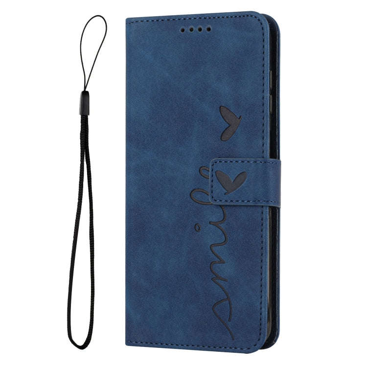 For Motorola Moto G72 Skin Feel Heart Pattern Leather Phone Case(Blue)