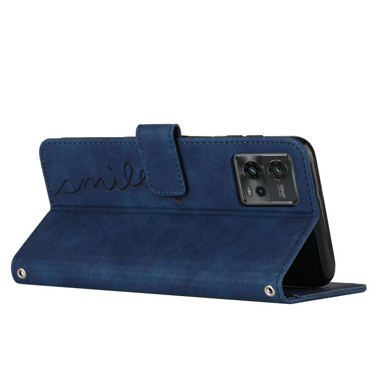 For Motorola Moto G72 Skin Feel Heart Pattern Leather Phone Case(Blue)