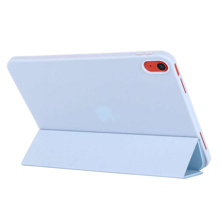For iPad 2025 / 2022 Tri-fold Holder Tablet Leather Case(Light Blue)