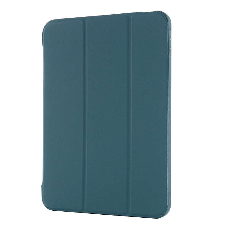 For iPad 2025 / 2022 Tri-fold Holder Tablet Leather Case(Dark Green)