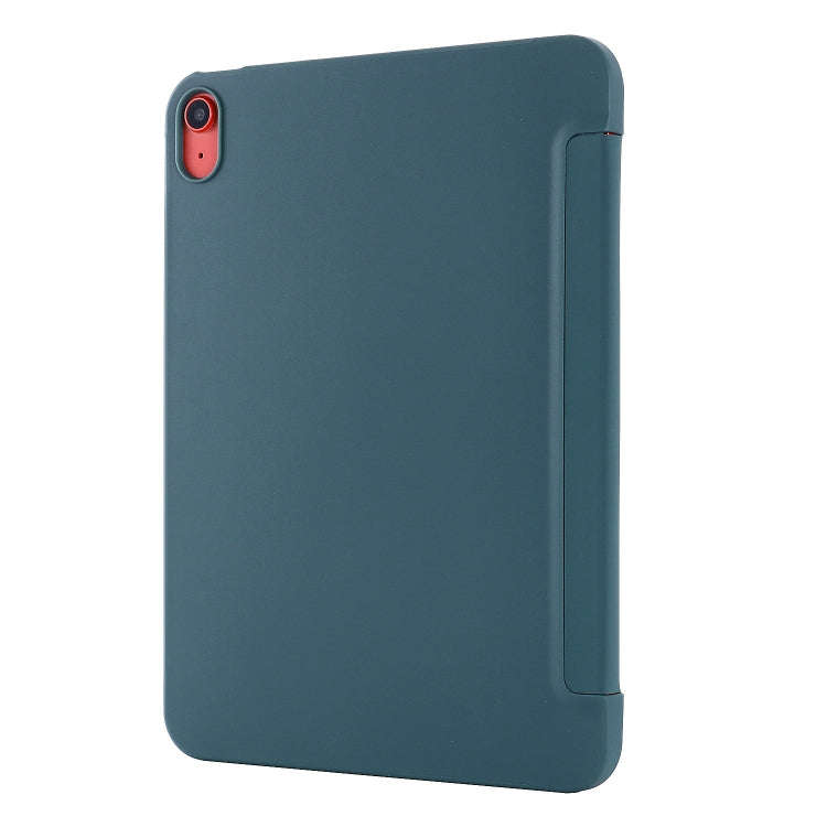 For iPad 2025 / 2022 Tri-fold Holder Tablet Leather Case(Dark Green)