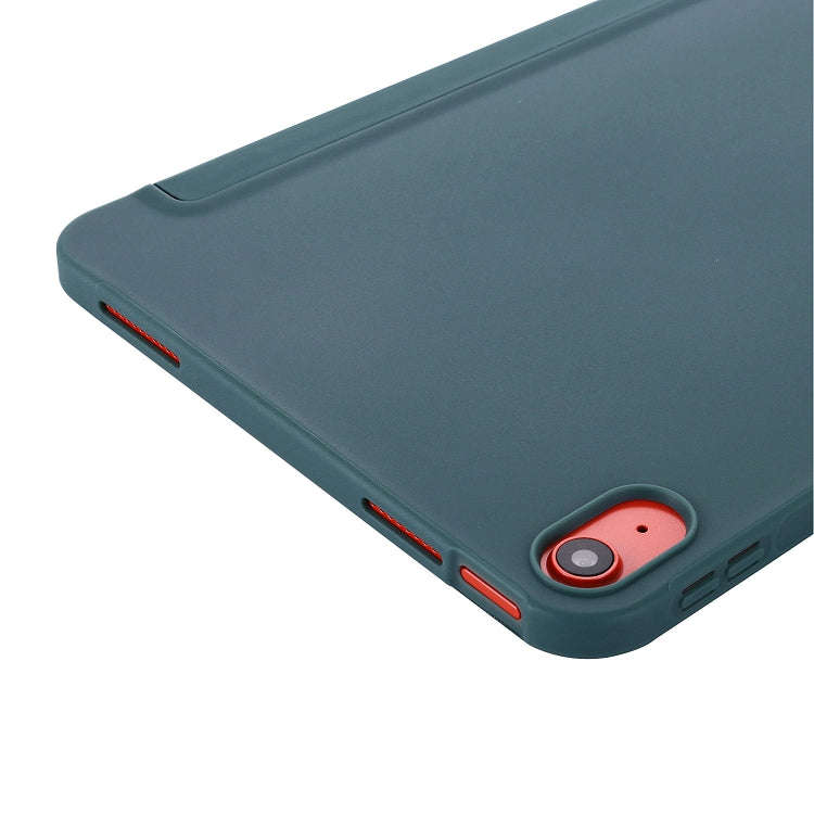 For iPad 2025 / 2022 Tri-fold Holder Tablet Leather Case(Dark Green)