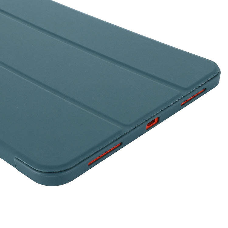 For iPad 2025 / 2022 Tri-fold Holder Tablet Leather Case(Dark Green)